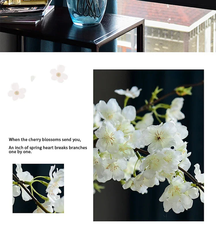 Artificial Cherry Blossom Branches, Silk, Pink, White, Fake Plant, Living Room, Home, Wedding Arch, DIY Decorative Floral, 109cm