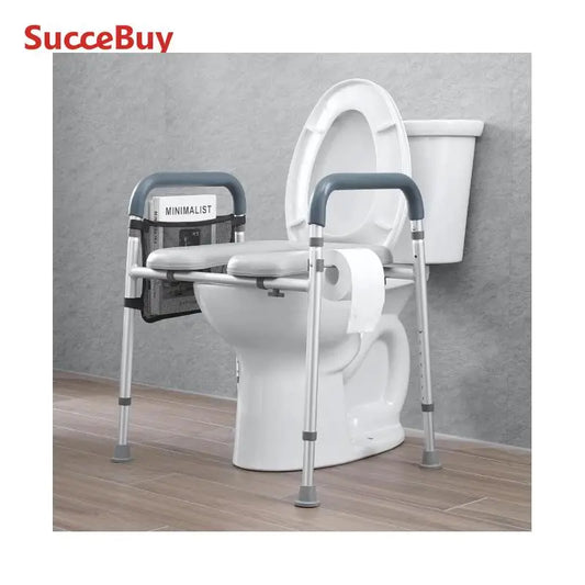 SucceBuy Raised Toilet Seat, 7-Position Height Adjustment 19.3"- 25.2" 350lbs Weight Capacity with Comfort Padded Aluminum Frame