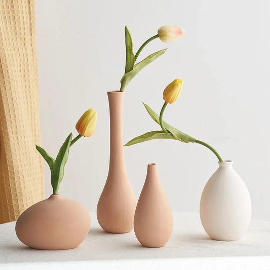 Plain Ceramic Vase Creative and Minimalist Arrangement Nordic Ins Style Decoration Pottery Props for Home Photography Plain Vas