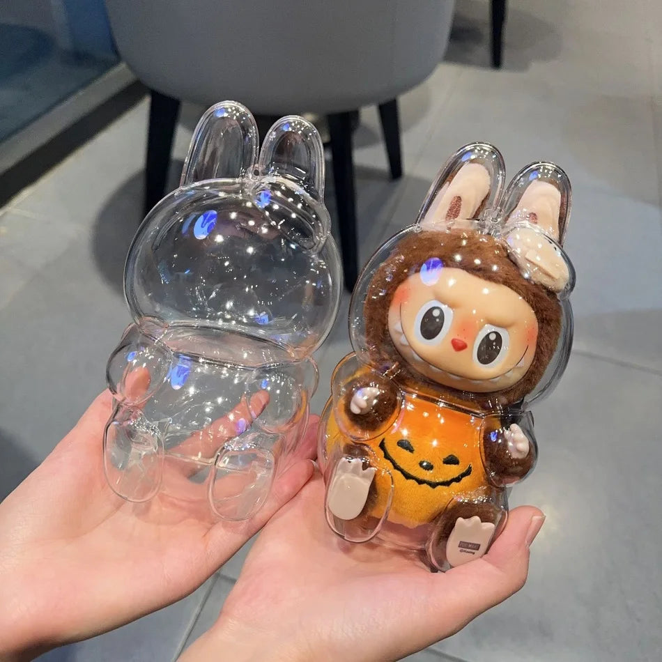 Labubu Case Sitting Party Transparent Protective Shell Dust Cover Protect Knapsack Hanging Decorations Christmas Gift Kids Toy