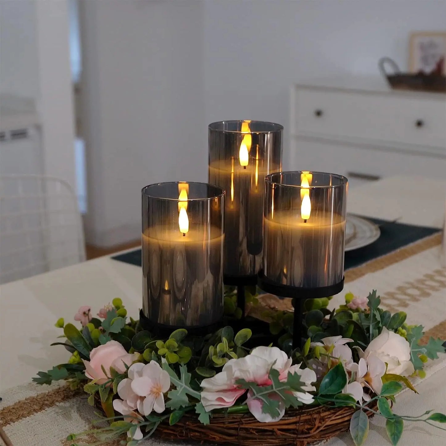 Flameless Candles 3D Wick Electric LED Candle Battery Operated with Remote Control for Party Hotel Wedding Birthday Decoration