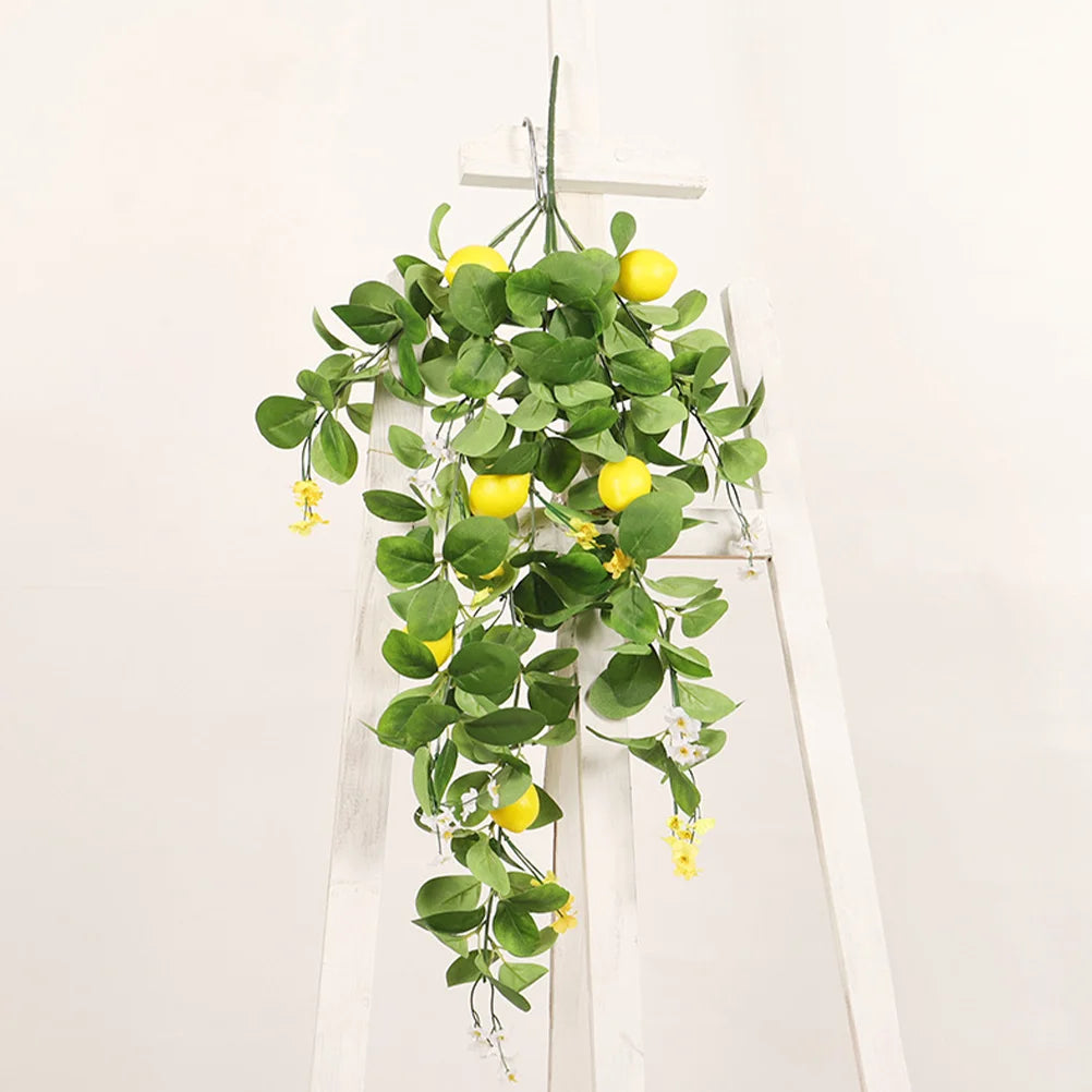 Artificial Lemon Branch Fake Lemon Leaves Yellow Green Fake Lemon Bouquet Hanging Lemon Branch For Wedding Party Decoration