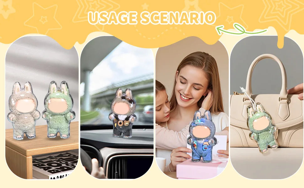 1-3 pcs Protective Case Cover for Labubu Doll V1 V2 V3,Plastic Acrylic Display Case for Standing and Seat Series with Keychain