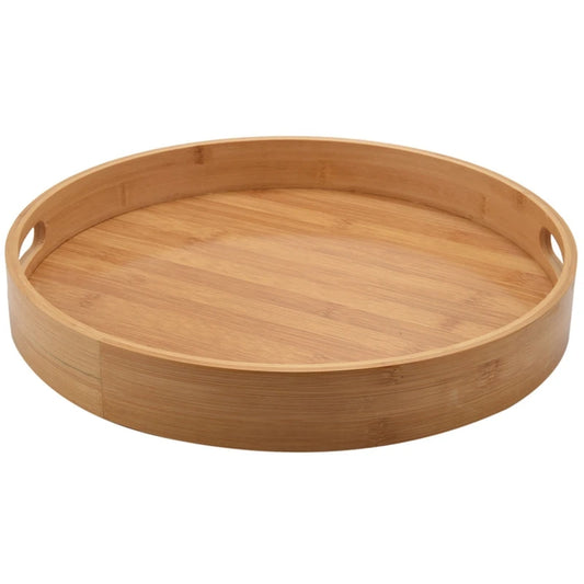 Promotion! Round Serving Bamboo Wooden Tray for Dinner Trays Tea Bar Breakfast Food Container Handle Storage Tray 3
