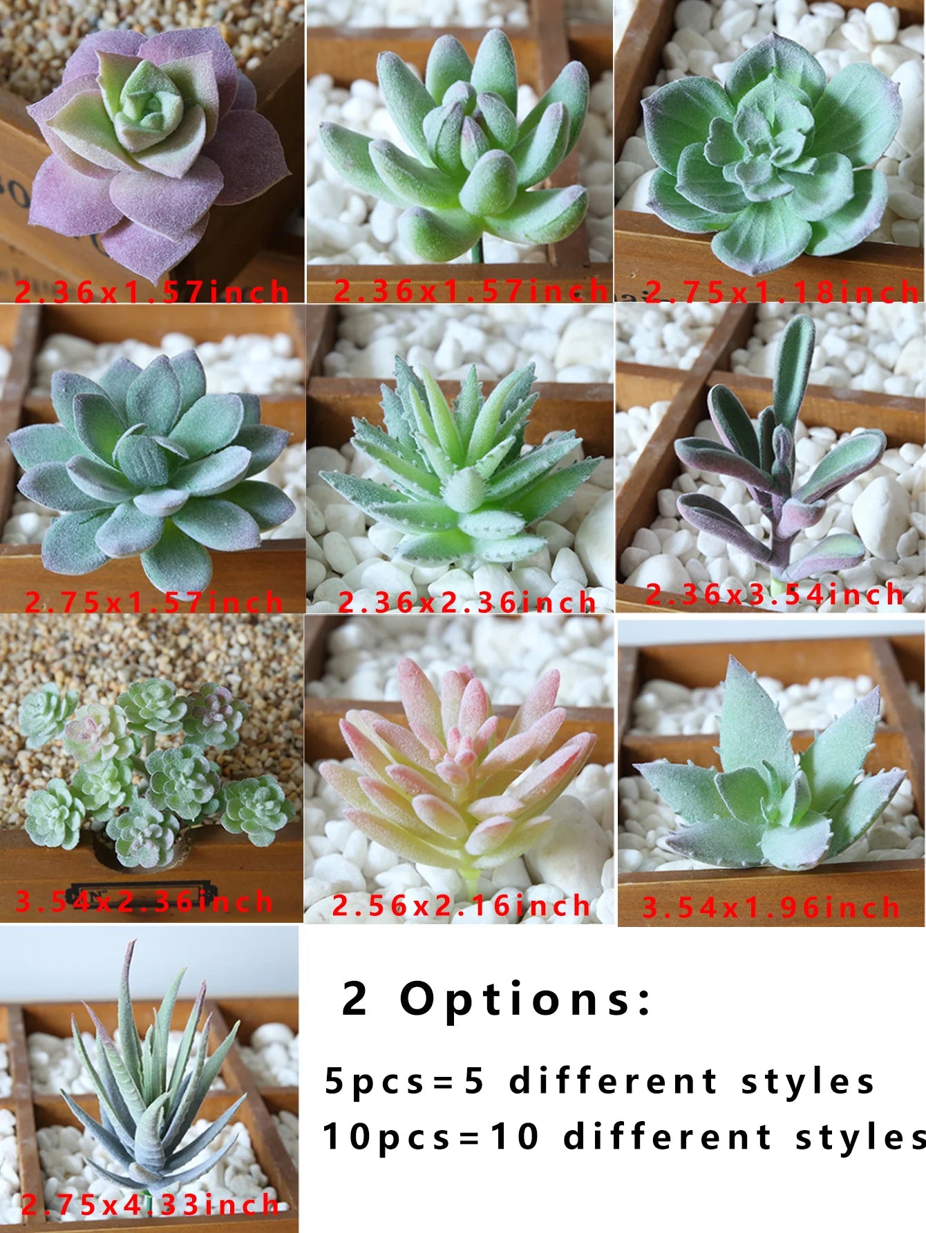 2/5/10pcs Artificial Succulent Plants Double Flocked Succulents Realistic Textured Cactus Mini Faux Succulents Fake Plant Decor