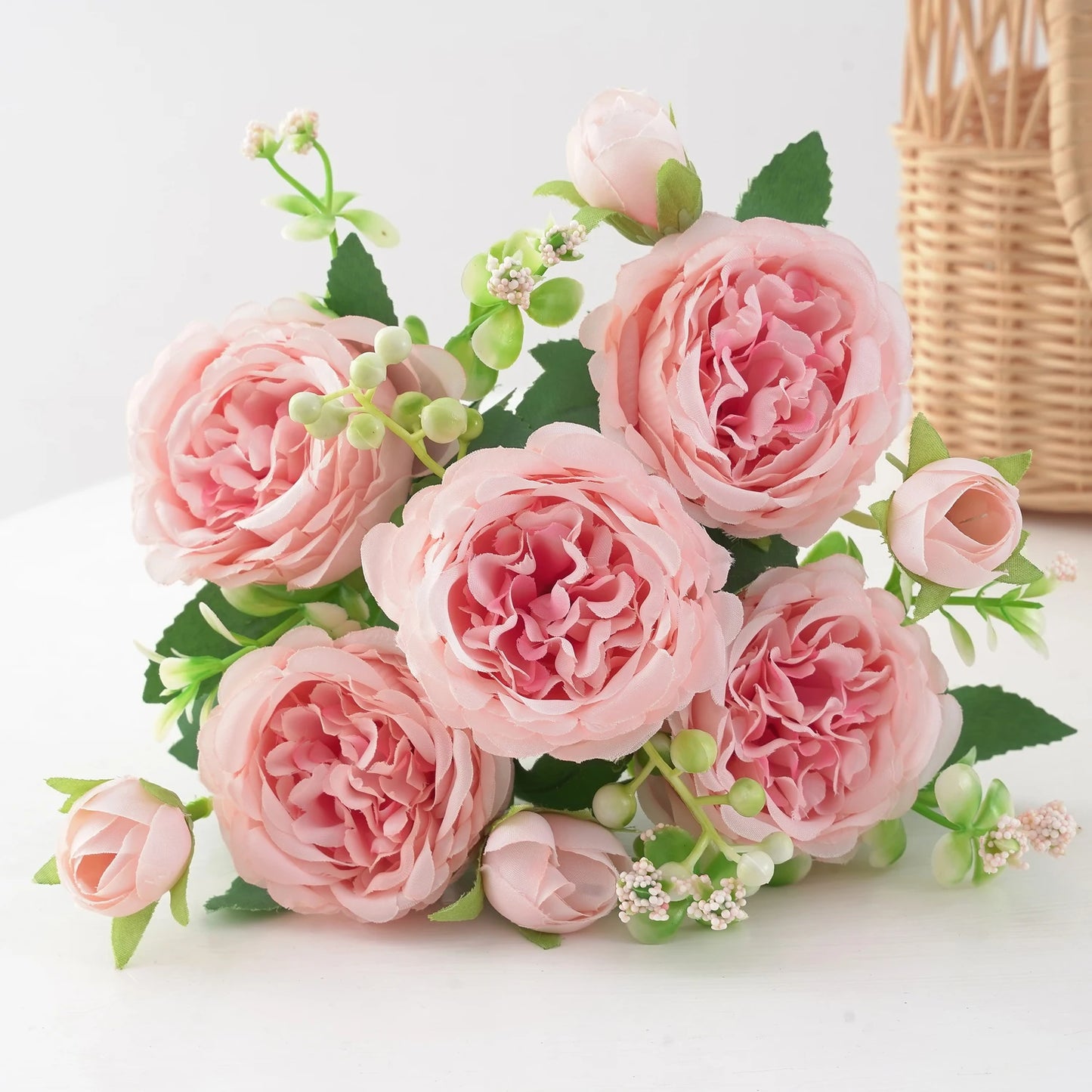 1pc Artificial Flower for Decoration Fake Flowers Silk Peony Faux Bouquet Plastic Arrangements for Home Bridal Wedding Party