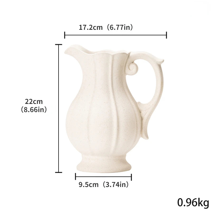 White Pot shaped Ceramic Vase Kettle Ceramic Vase Dual-use Irrigation And Watering European Minimalism
