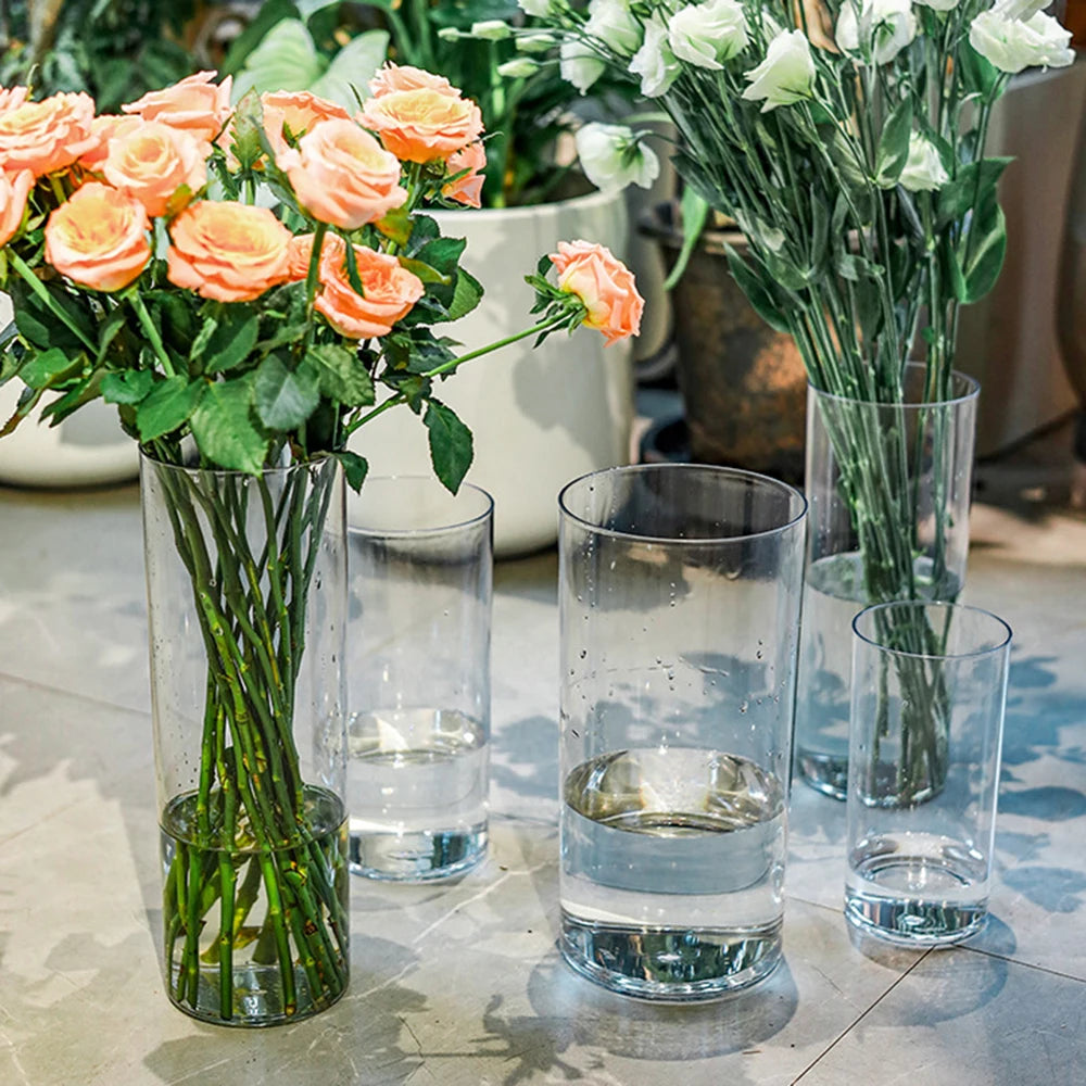 1Pcs Shatterproof Plastic Vases Tall Large Transparent Flower Vase Hydroponic Decoration Flowerpot  Acrylic Cylinder Vases