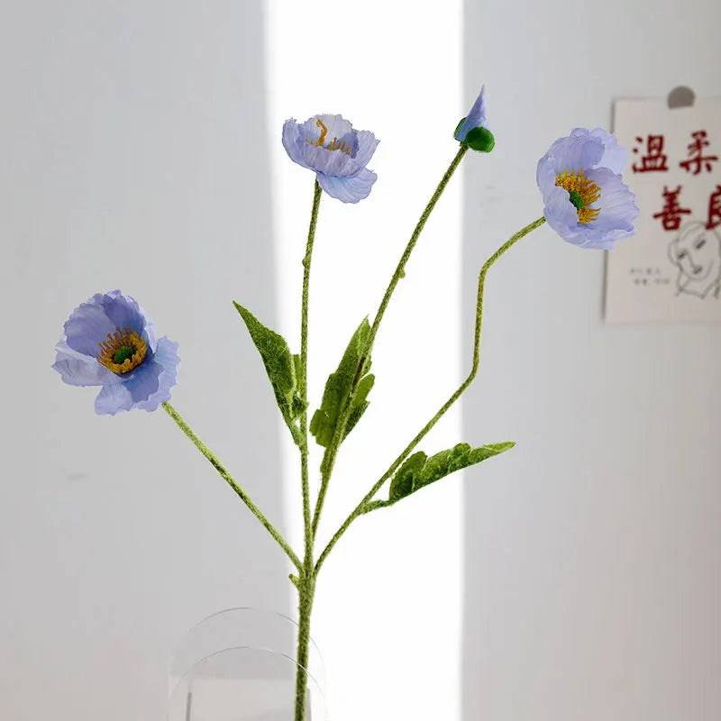 Artificial Silk Flowers Simulation Poppies Wedding Decoration Long Fake Poppy Branch Home Table Decor Ornaments Wedding Flowers