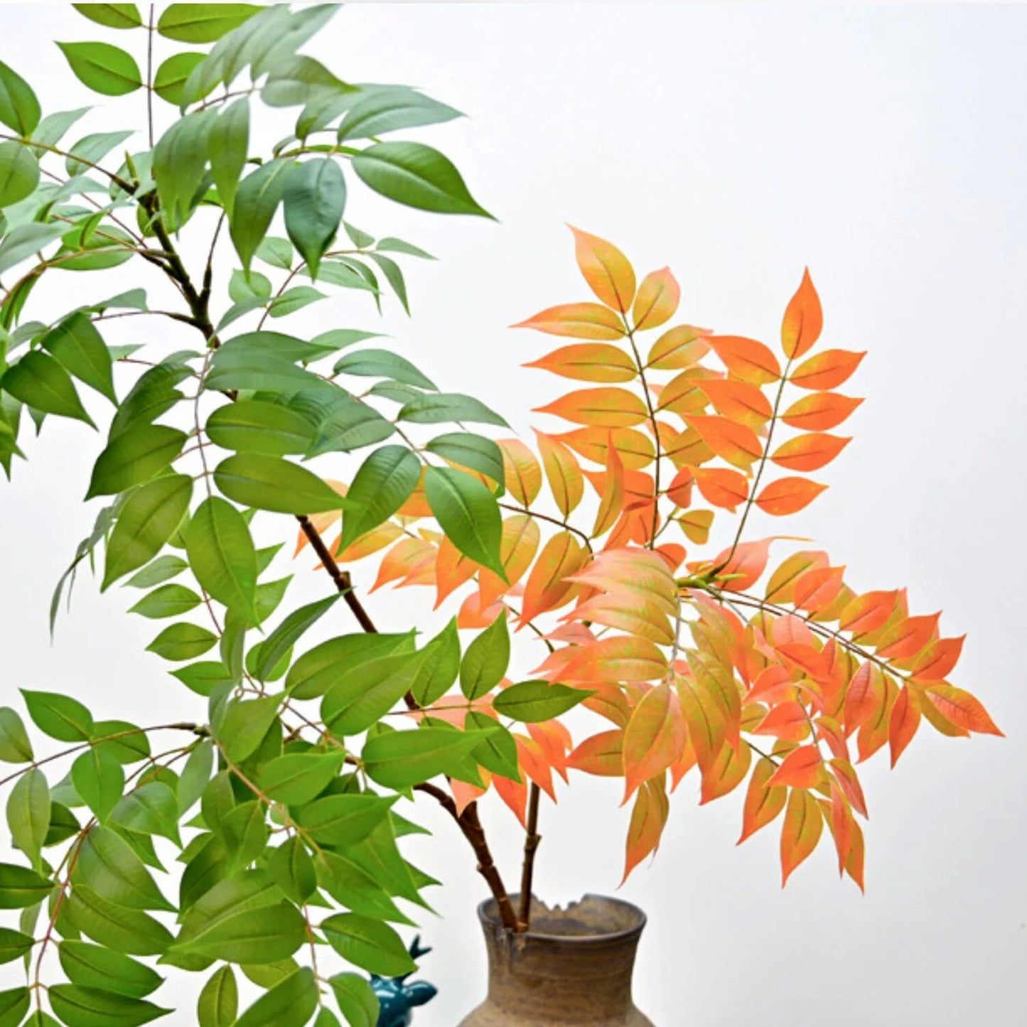 76-105-135cm/53.1in Artificial Ficus Tree Branch Fake Lacquer Tree Plastic Banyan Plants Green Tall Palm Leaves For Home Garden