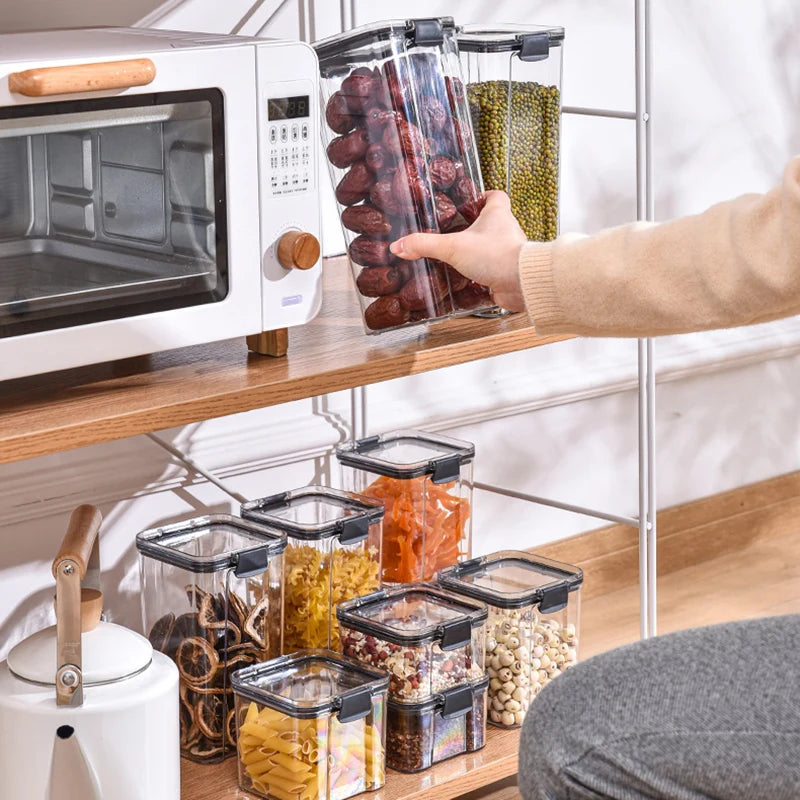 Food Storage Containers Kitchen Storage Tissue Preservation Transparent Containers Multigrain With LIDS Household Airtight Cans