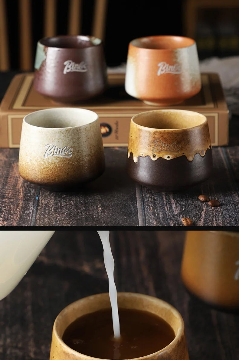 200ML Light Luxury Retro Mugs Ceramic Coffee Cups Handmade Latte & Matcha Kung Fu Tea Cup Retro Japanese Style Ceramic Tea Cup