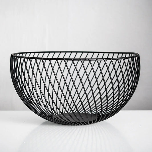 Large Capacity Metal Storage Bowl Iron Fruit Basket Egg Container Vegetable Tray Round Storage Basket Home Storage ganization