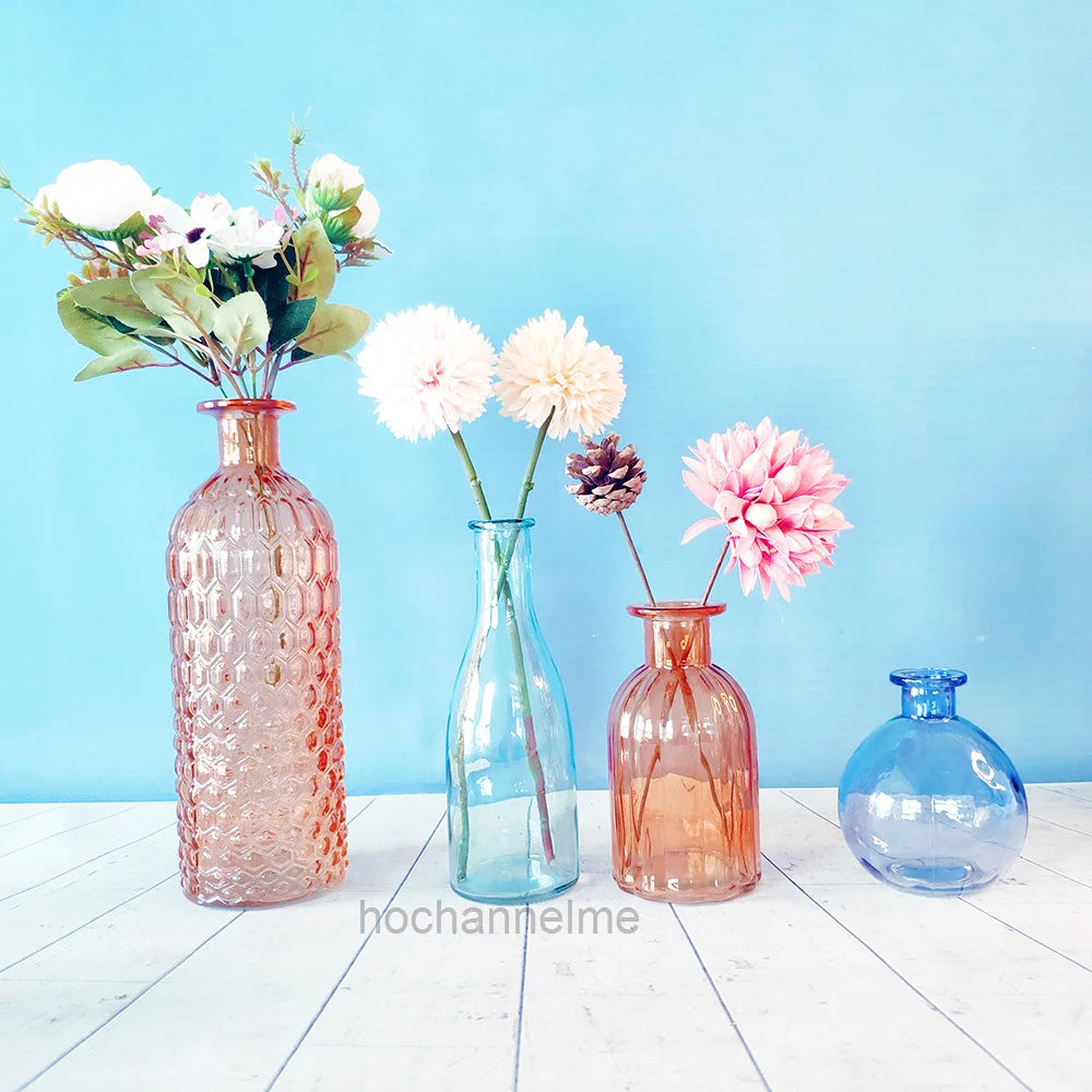Glass Vase Living Room Decoration Small Fresh Flower Vases For Homes Table Bedroom Decor Modern Terrarium Home Accessories