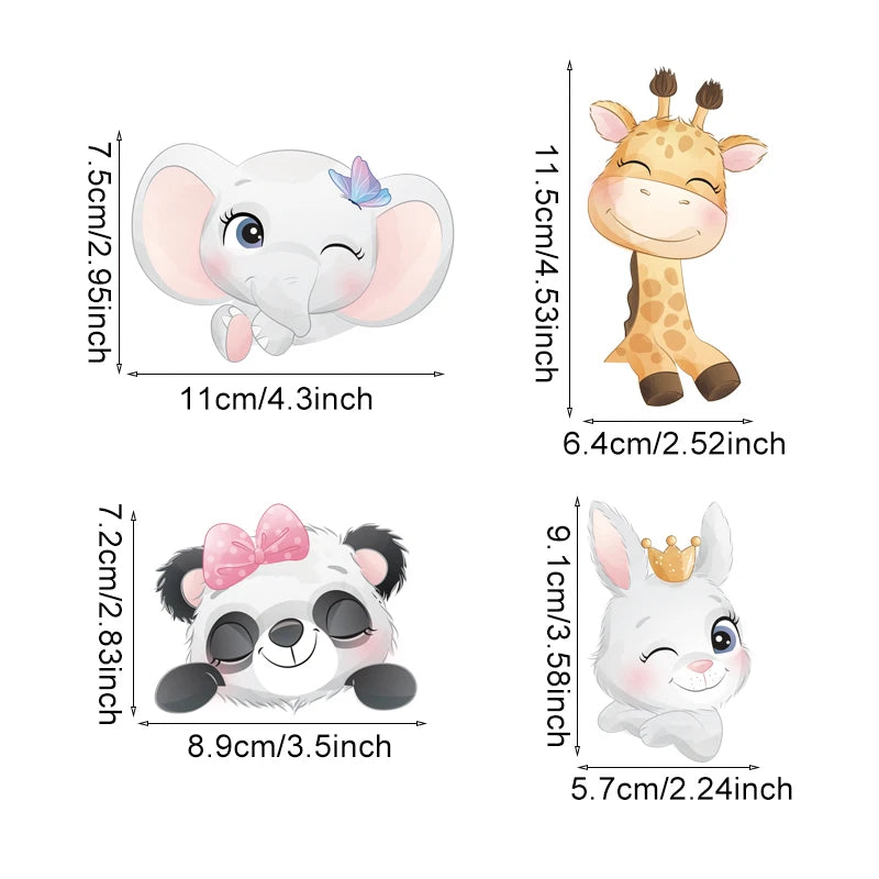 4pcs/set Cute Cartoon Animals Switch Stickers for Kids Room Baby Nursery Room for Switch Panda Elephant Wall Decals Wall Sticker
