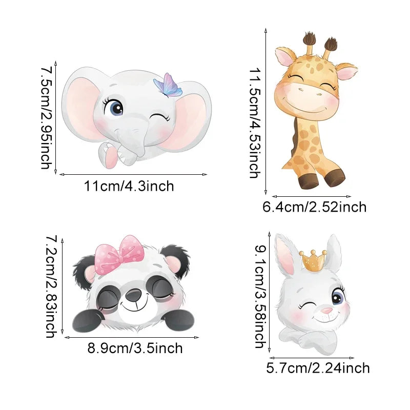 4pcs/set Cute Cartoon Animals Switch Stickers for Kids Room Baby Nursery Room for Switch Panda Elephant Wall Decals Wall Sticker