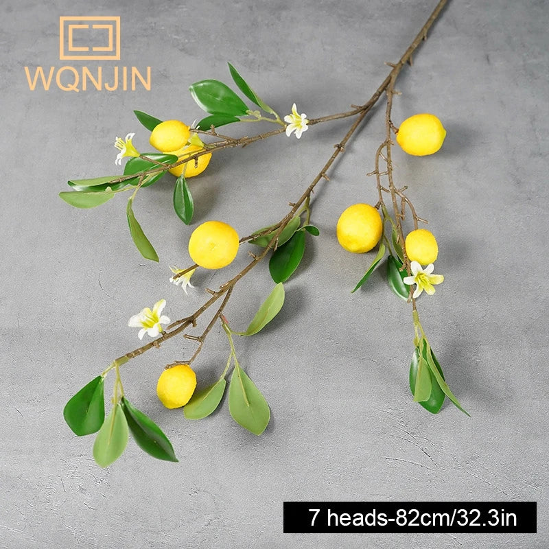 Lemon Branches With Fruit Simulation Green Plants Fresh Home Decoration Photo Props Plastic Fruit Flower Arrangement Fake Flower