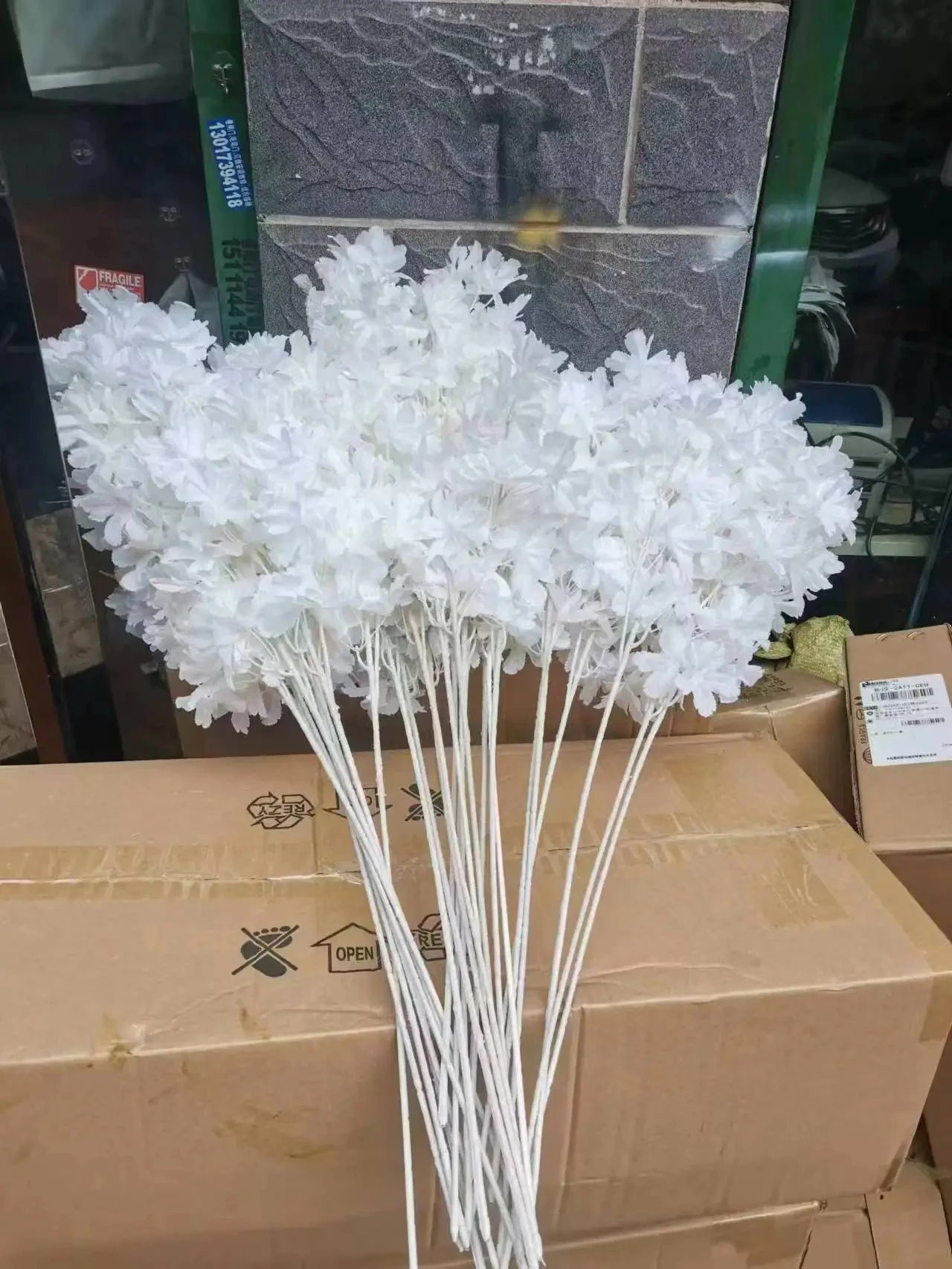 10pcs white branch snow Gypsophila Artificial plants cherry blossom wedding arch decoration artificial flower
