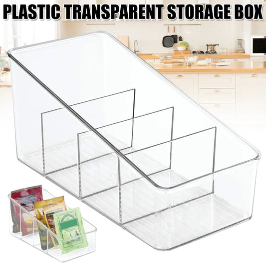 4 Layers Food Storage Containers Pantry Organizer Desktop Transparent Kitchen for PET Refrigerator Makeup Box Spice Pouches