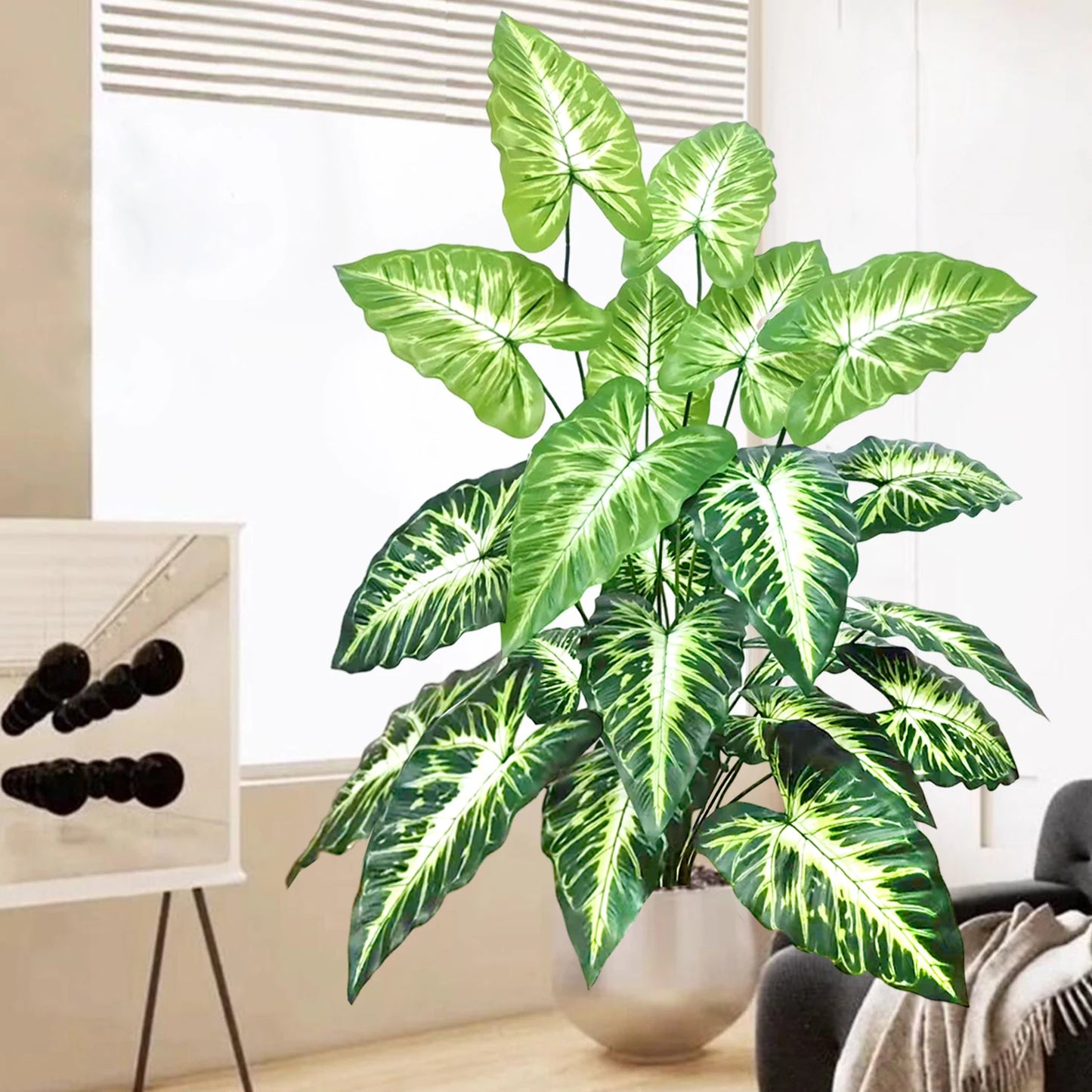 47-109cm Artificial Flowers Calla Lily Horseshoe Leaf Turtle Leaf Bobcat Leaf Fake Plant Ornamental Holiday Home Decoration