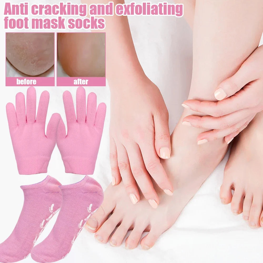 Reusable Moisturizing Mask Socks Exfoliating Anti Crack Silicone Protective Gloves Dry Dead Skin Remover Hand Foot Care Tools