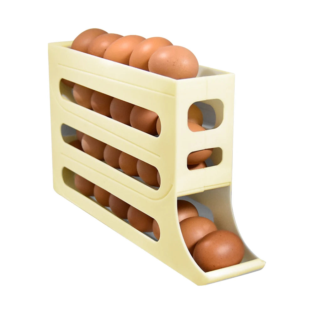 4 Layers Automatic Rolling Egg Storage Holder Fridge Eggs Storage Box Container Kitchen Organizer Refrigerator Egg Dispenser