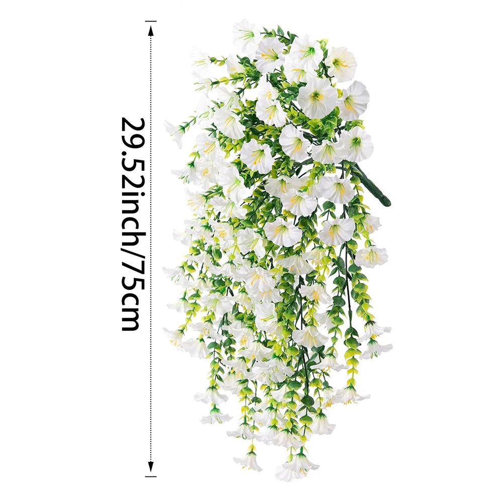 75cm Artificial Flowers Fake Morning Glory Flowers Eucalyptus Leaves Hanging Flowers For Outdoor Party Wedding Garden Decoration
