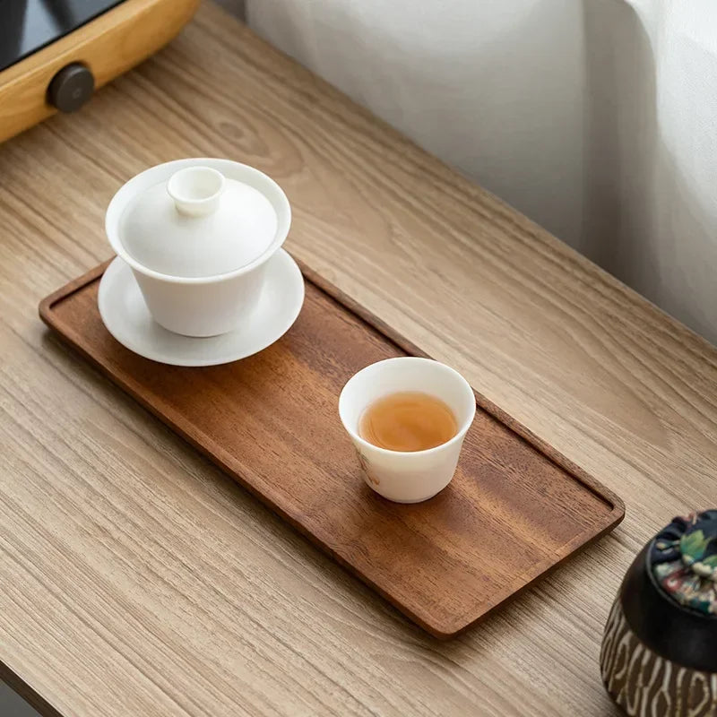 Natural Wooden Tray Serving Table Tray Table Plate Snacks Food Storage Dish Sushi Plate for Hotel Home Serving Tray