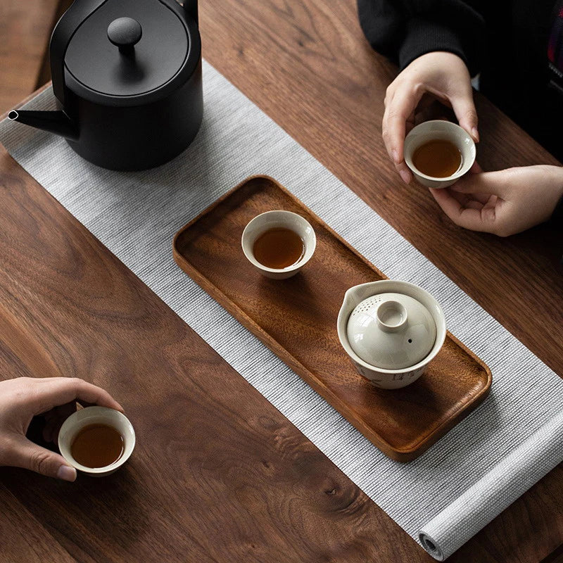 1PC Wooden Serving Trays Oval Wood Tray Platters for Serving Food Dishes Dinner Plates Solid Wood Round Dessert Plate