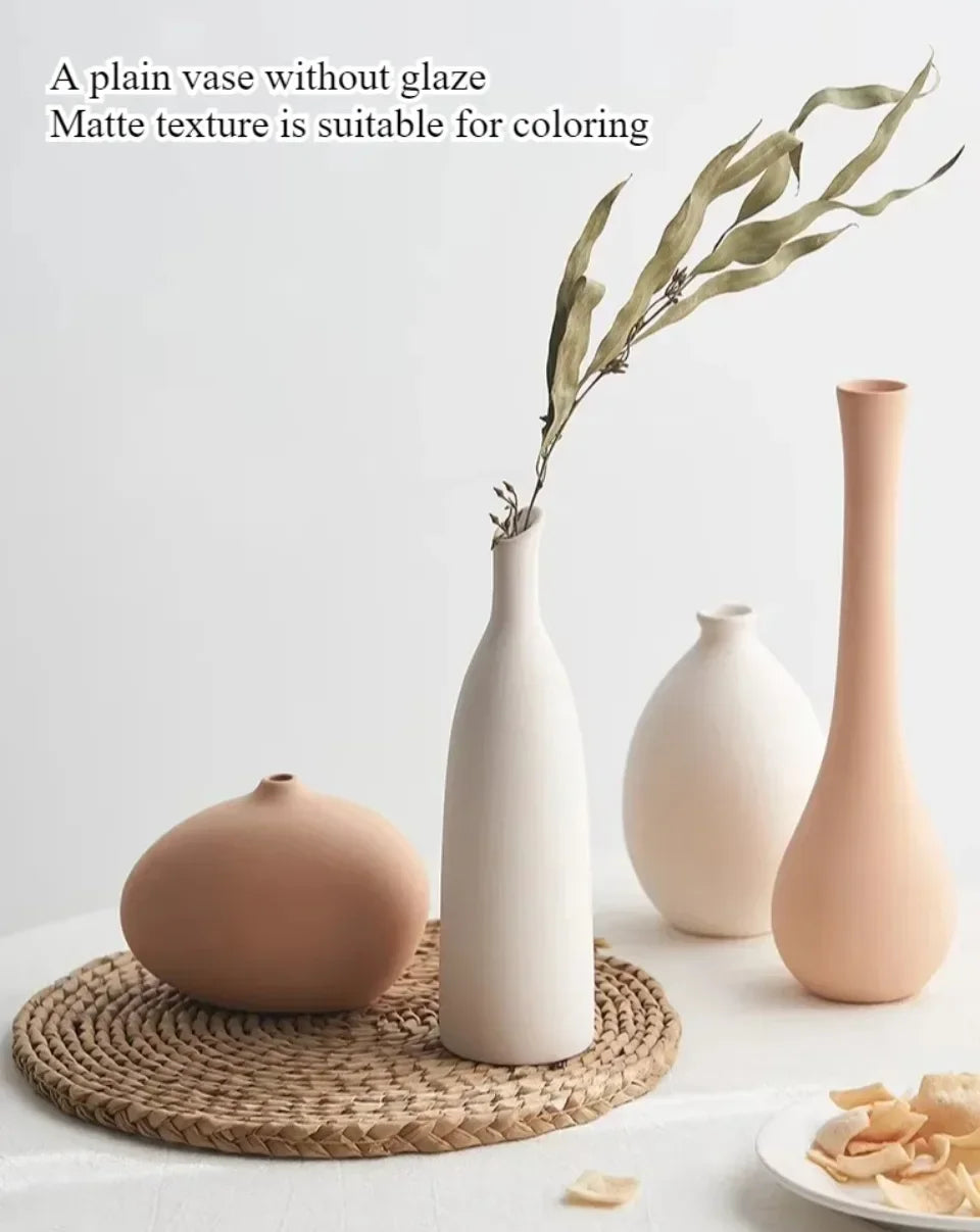 Plain Ceramic Vase Creative and Minimalist Arrangement Nordic Ins Style Decoration Pottery Props for Home Photography Plain Vas