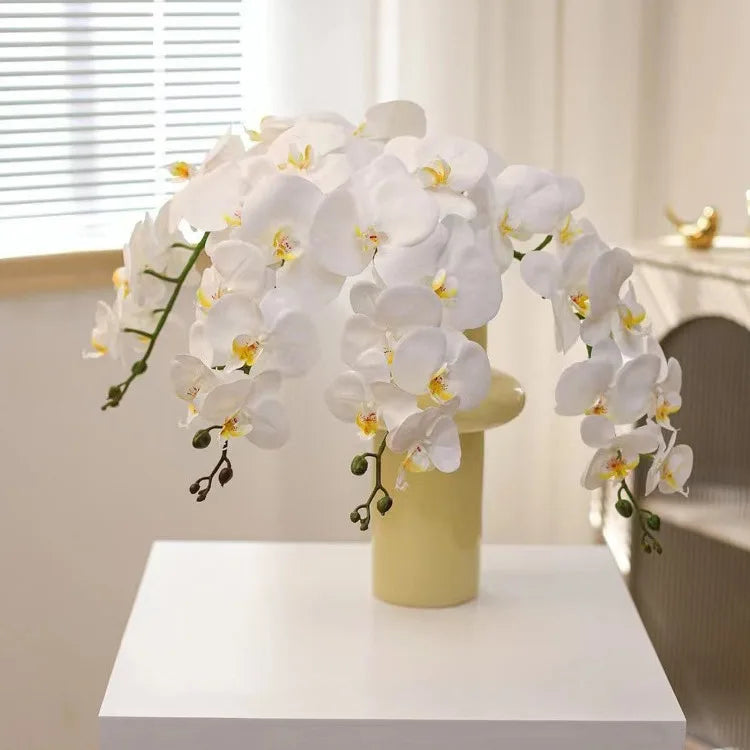 1pc Artificial Phalaenopsis Flowers 27in Orchid Realistic Fake Flower Branch for Home Room Floral Arrangement Wedding Decoration