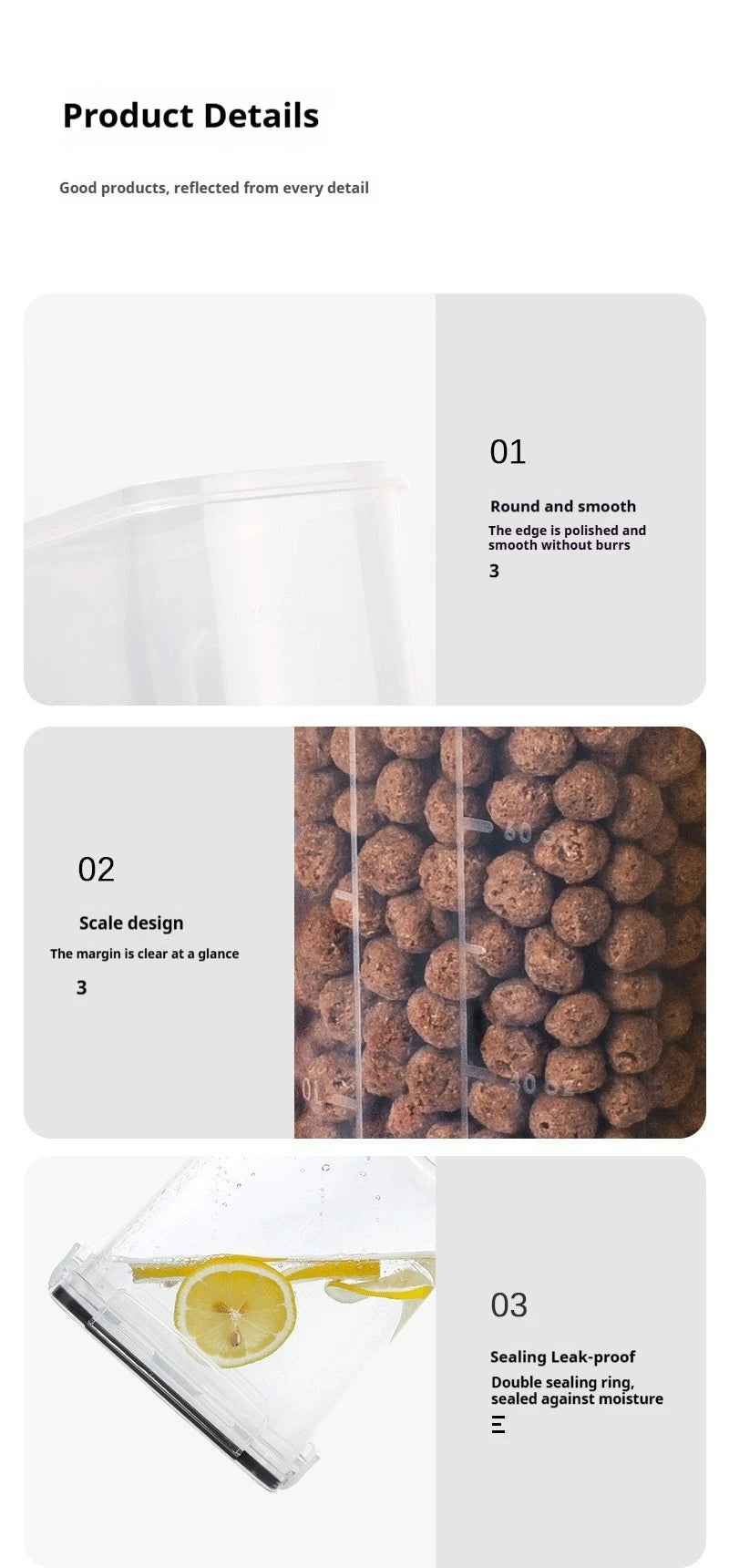 4L  Airtight Cereal Storage Container Moistureproof Insect Proof Rice Bucket Food Storage Box Plastic Transparent Sealed Tank