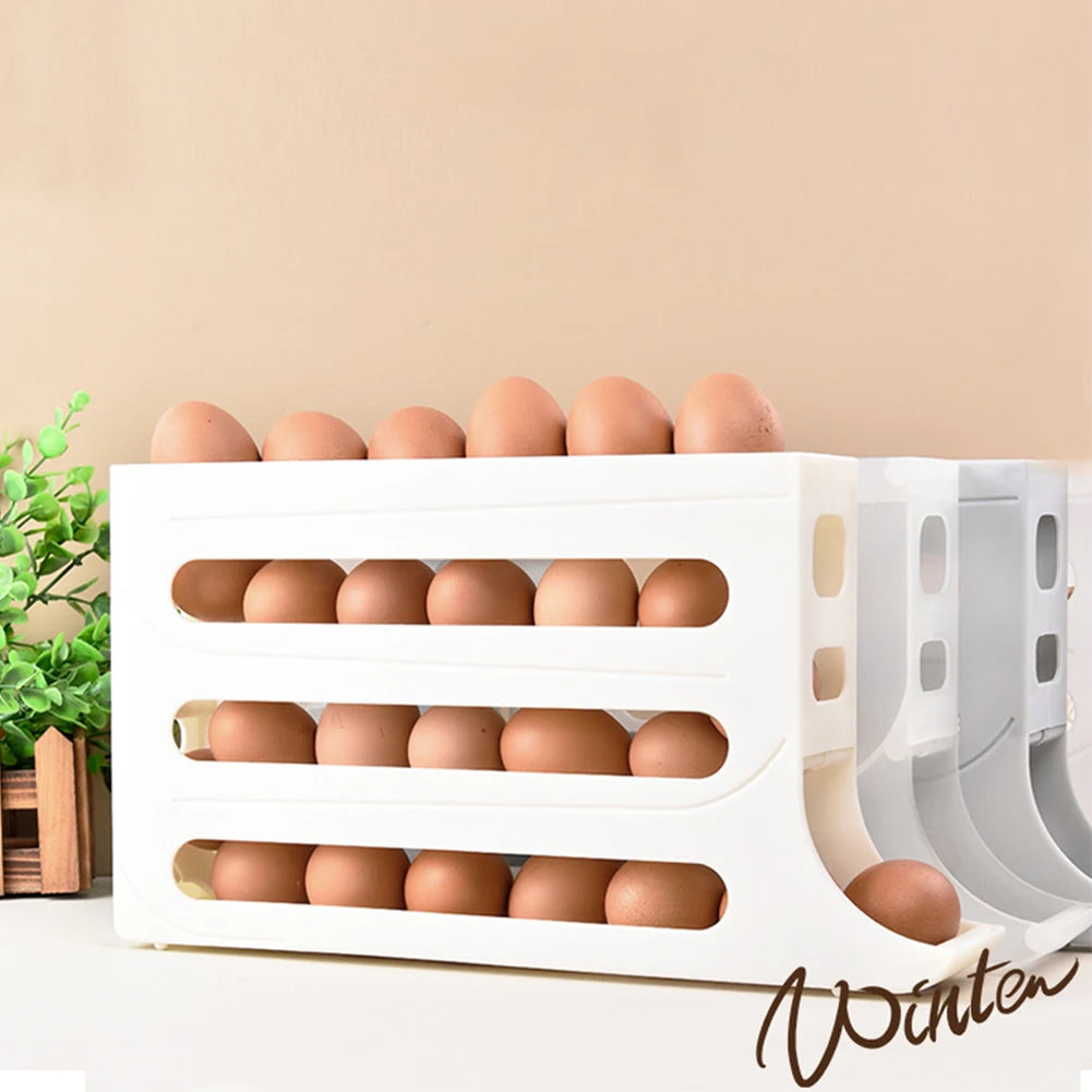 4 Layers Automatic Rolling Egg Storage Holder Fridge Eggs Storage Box Container Kitchen Organizer Refrigerator Egg Dispenser