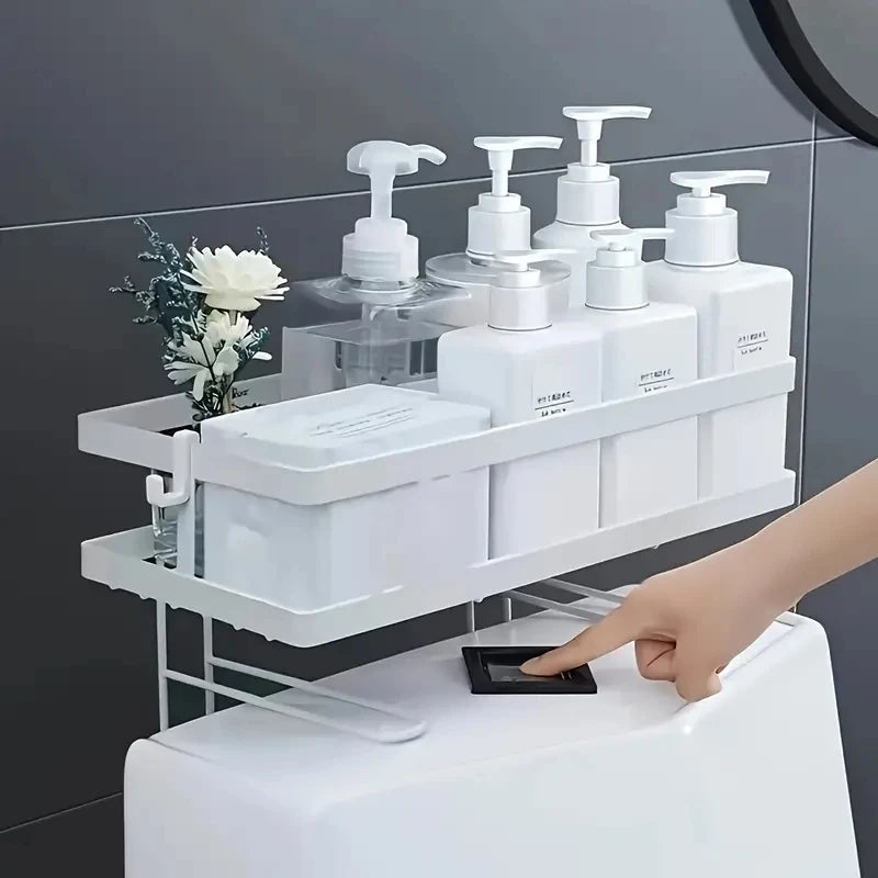 Bathroom Organizer Shelves Over The Toilet Shelf,1Tier Toilet Storage,Multi-function Paper Holder Basket No Drilling Space Saver