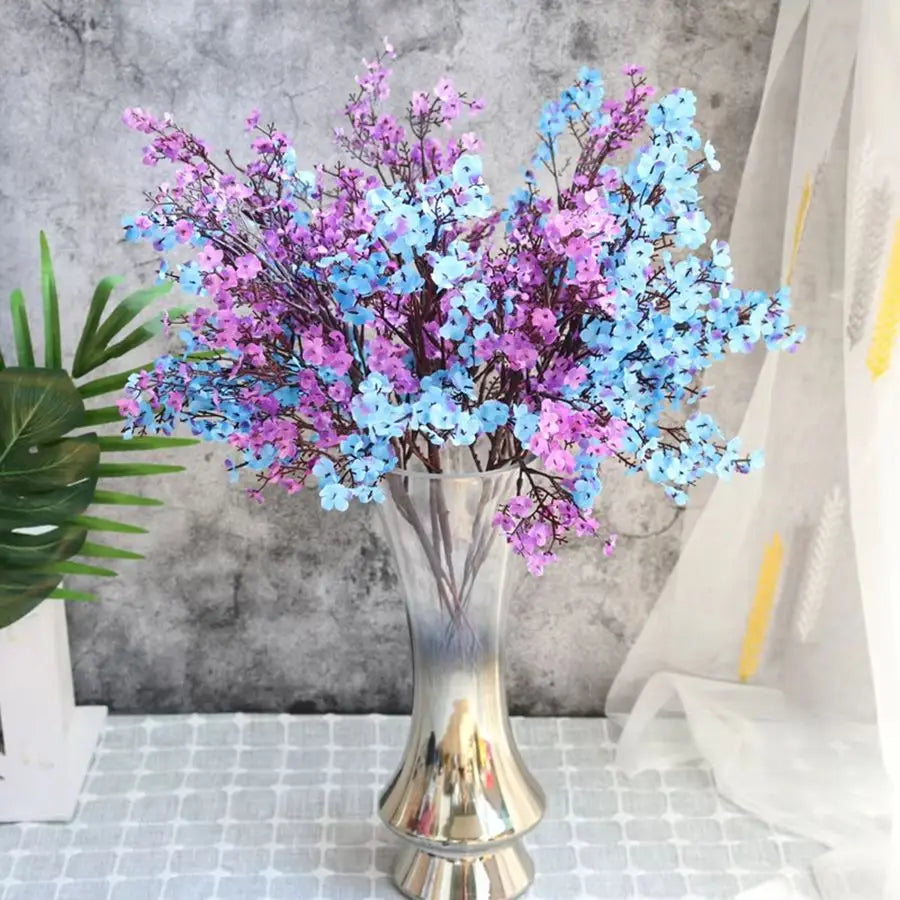 White Artificial Flowers Cherry Blossoms Gypsophila Fake Plants DIY Wedding Bouquet Vases for Home Decor Faux Festival Branch