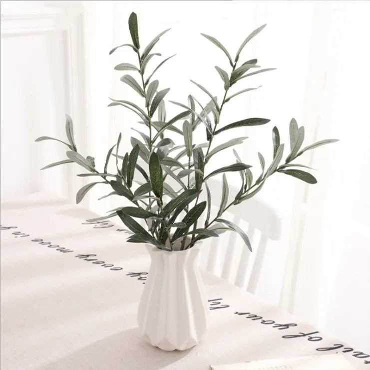 Artificial Green Plant Olive Branch 4 Forks with Fruit Olive Branch Fake Branch Wedding Home Photography Props
