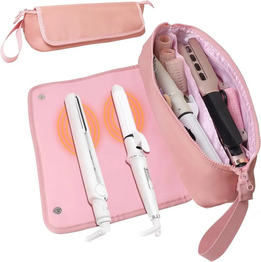 Hair Tools Travel Bag and Heat Resistant Mat Hair Dryer Carrying Case Waterproof Storage Case Portable Multipurpose Organizer