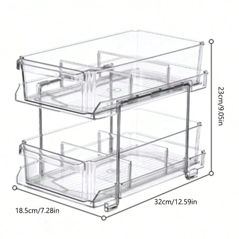 Acrylic Stackable Drawer Organizer Tray for Under Sink Office Multi-Purpose Storage Container Slide-Out Clear Container