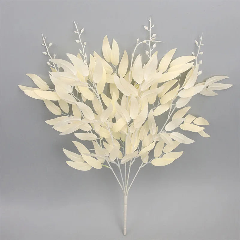 5 Branches Silk Artificial Willow Bouquet Fake Green Leaves Party Wedding Backdrop Decoration Faux Foliage Vine DIY Plant Wreath