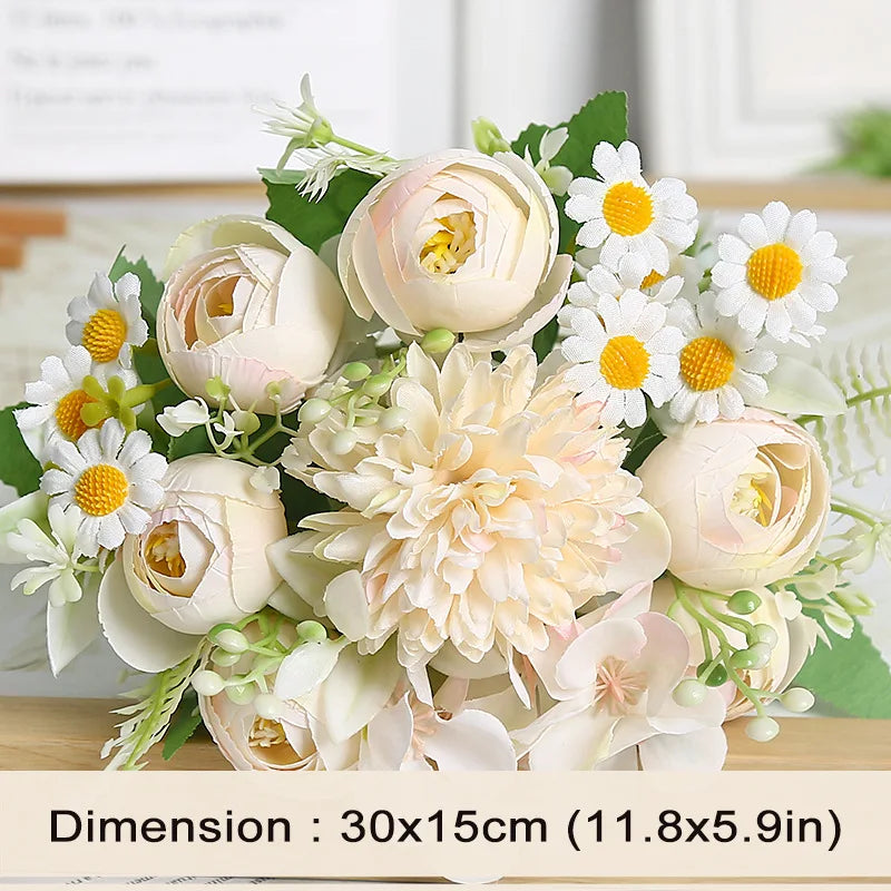 1pc Artificial Flower for Decoration with 7 Fake Flowers Faux Bouquet Arrangements for Home Bridal Wedding Party Chrysanthemum