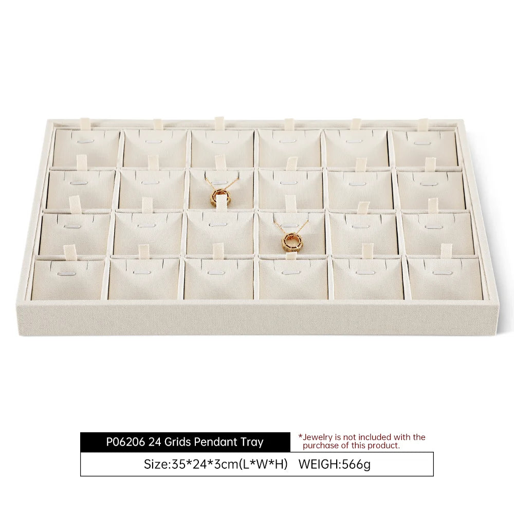 YinBeiNi Linen Stackable Ring Earring Bracelet Necklace Display Tray Jewelry Storage Drawer Insert Organizer Holder Tray P062