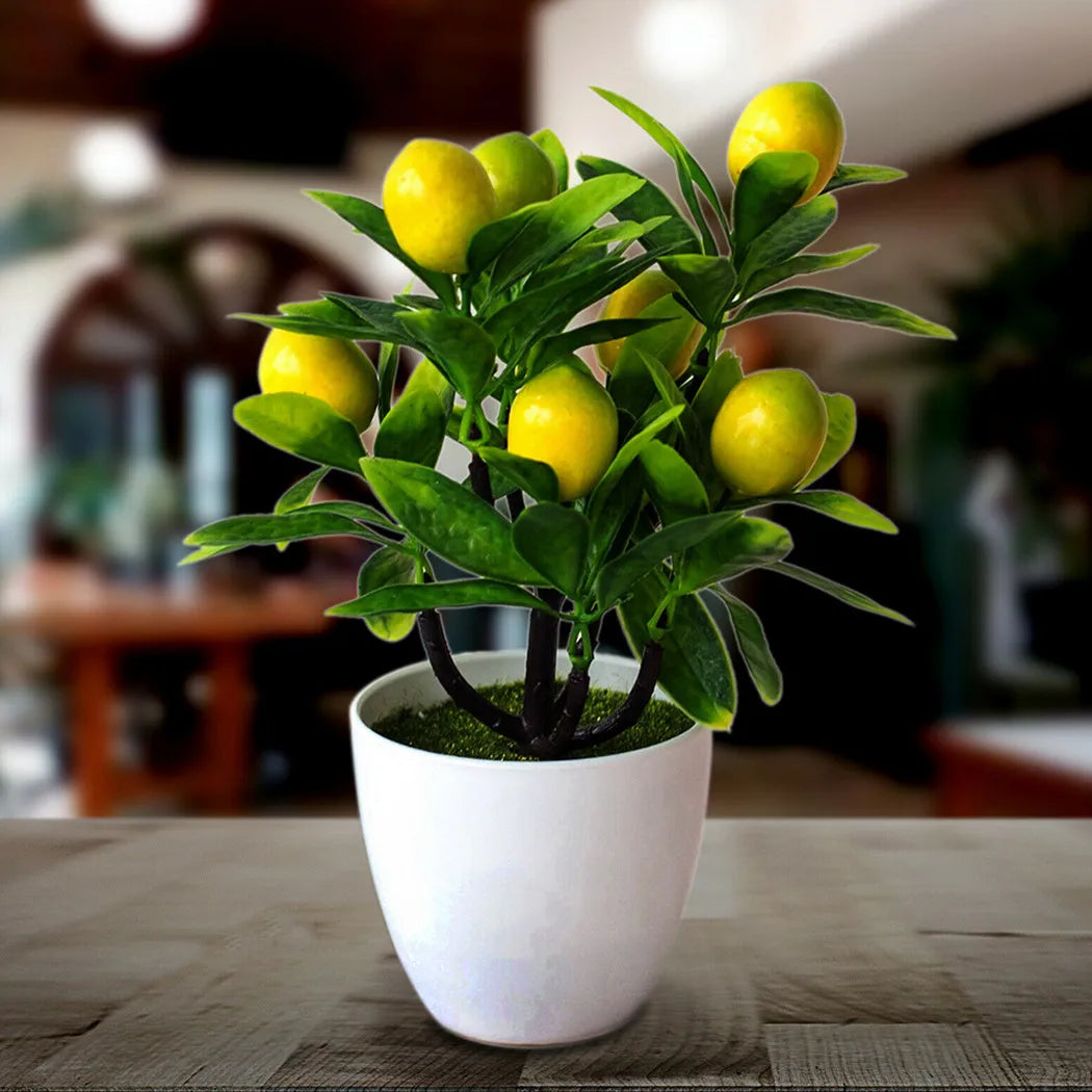 Artificial Potted Flowers Lemon Tree Fake False Plant Ornaments For Outdoor Yard Garden Home Hotel In Pot Decoration