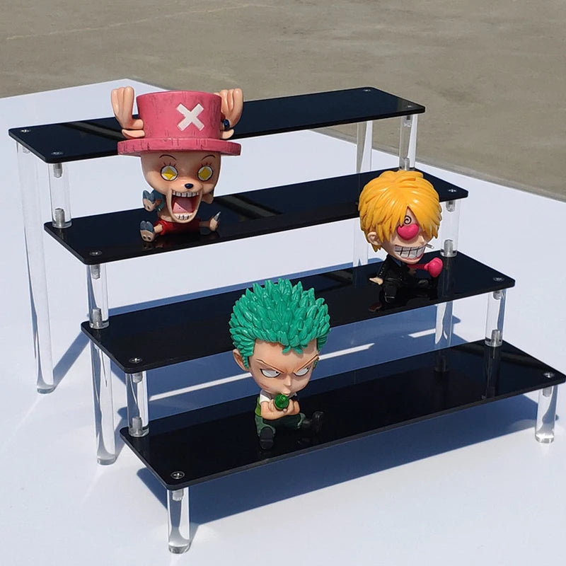 1-3 Tier Acrylic Display Stand Mini Doll Storage Rack Model Figurine Display Stand Transparent Ladder Makeup Organization Shelf
