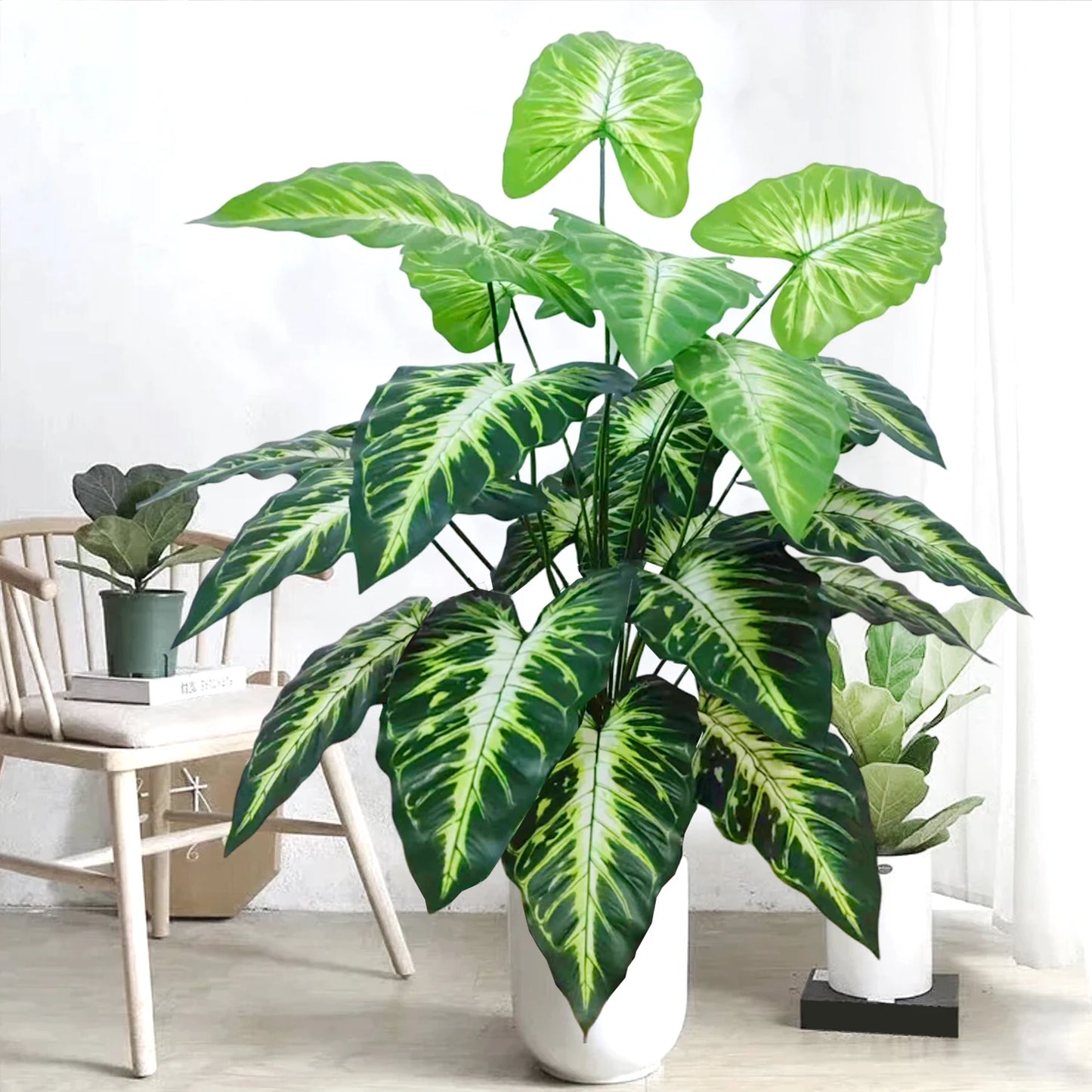 47-109cm Artificial Flowers Calla Lily Horseshoe Leaf Turtle Leaf Bobcat Leaf Fake Plant Ornamental Holiday Home Decoration