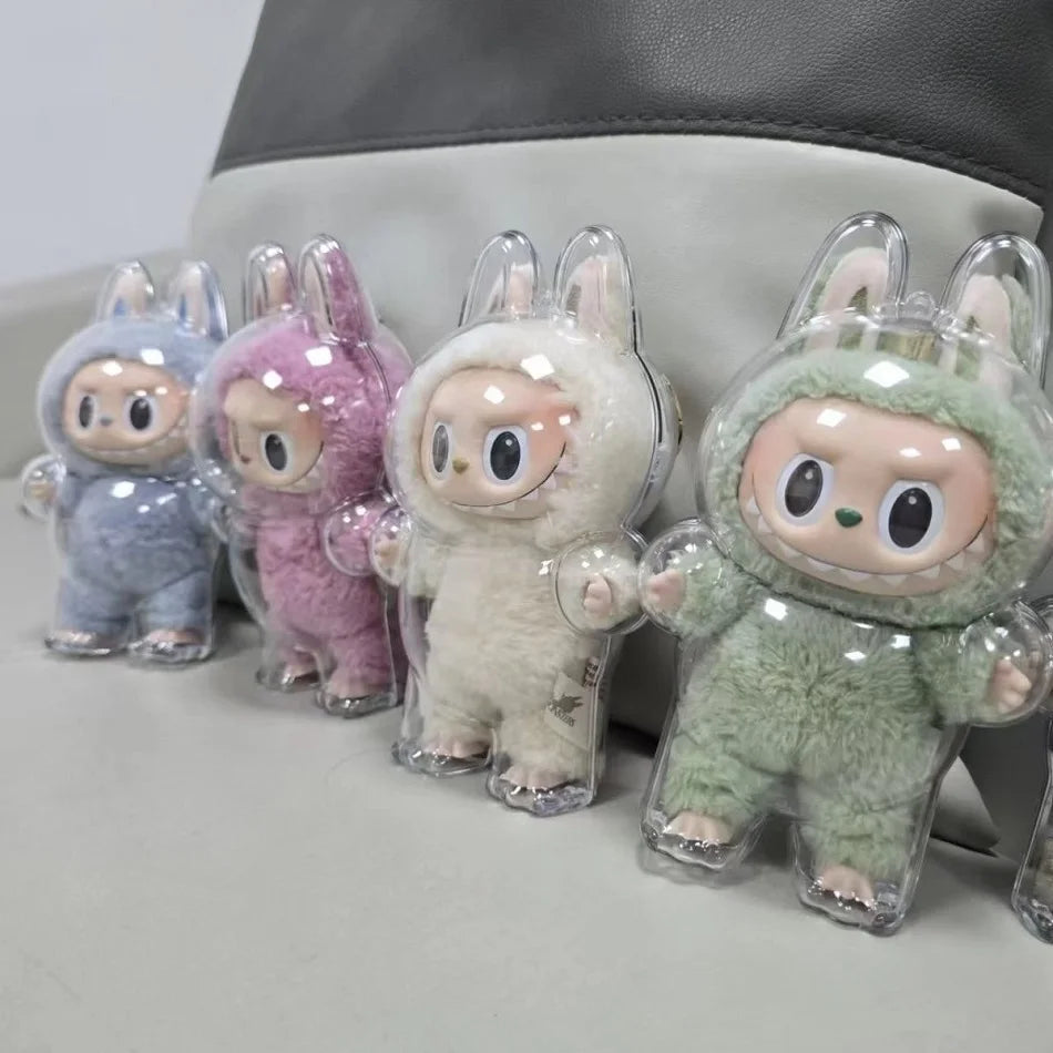 Labubu Case Sitting Party Transparent Protective Shell Dust Cover Protect Knapsack Hanging Decorations Christmas Gift Kids Toy
