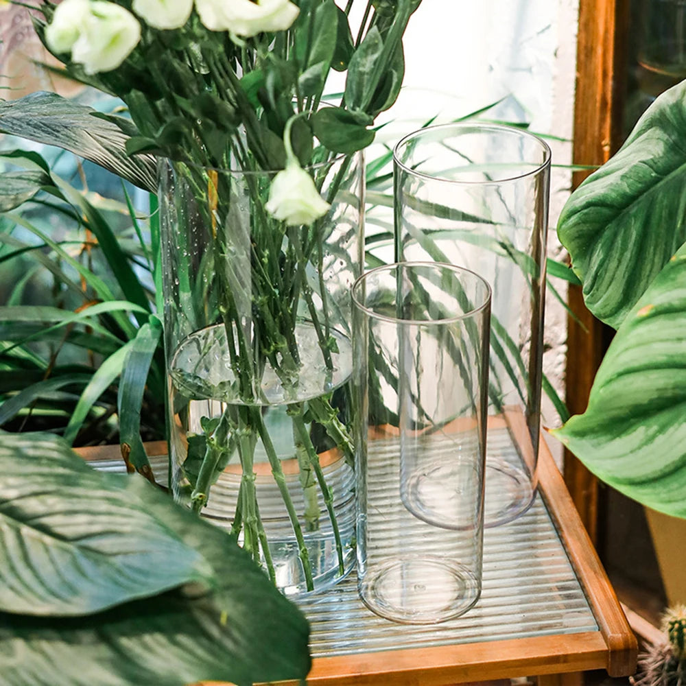 1Pcs Shatterproof Plastic Vases Tall Large Transparent Flower Vase Hydroponic Decoration Flowerpot  Acrylic Cylinder Vases
