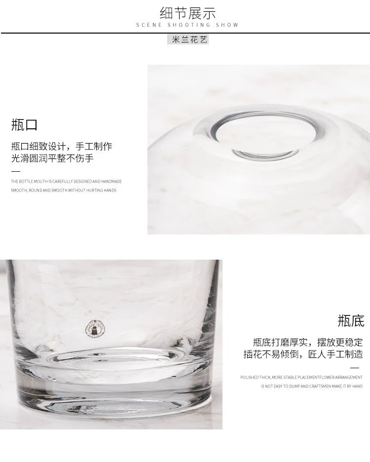 European style simple vase creative INS glass flower living room dining table flower vase crafts