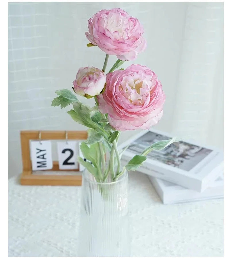 3 Heads Elegant Artificial Flowers Silk Peony Bouquet Home Decor Party Bride Wedding Decorations pink Fake peonies Plants