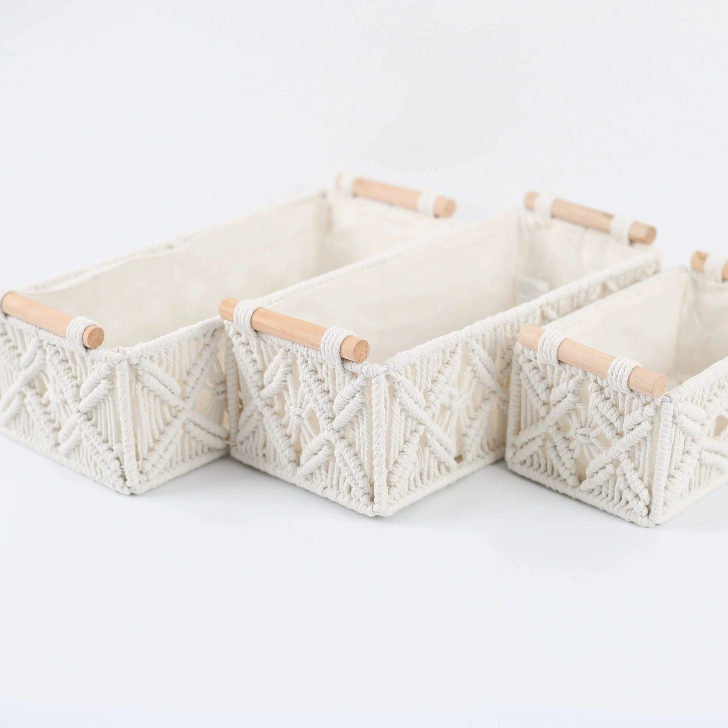 1Pcs Macrame Storage Basket Boho Decor Baskets for Organizing Countertop Toilet Paper Shelf Basket with Handle for Bathroom Bedr