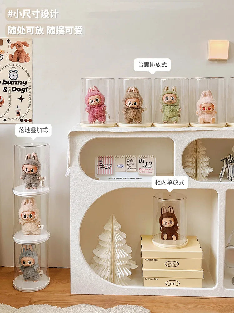 Labubu Pendant Display Box Rotating Transparent Labubu Doll  Storage Blind Box Storage Display Dustproof And Moisture-Proof